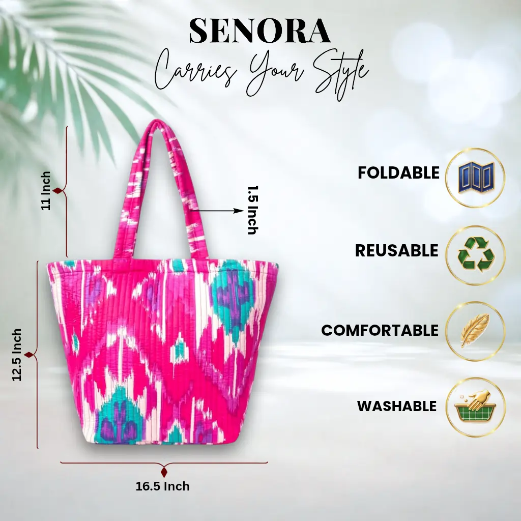 Senora-pink-cotton-quilted-tote-bag
