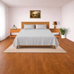 SENORA Lifestyle 300TC Organic Cotton King Size Bedsheet Set – 3 Pc with Pillow Covers | Silver Grey