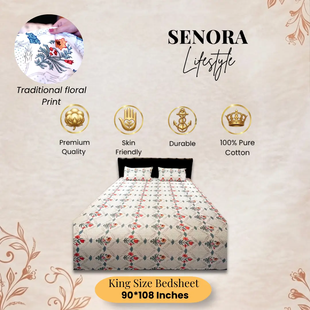 SENORA Lifestyle Rosy Floral Bedsheet