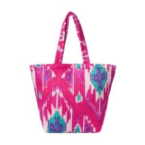 SENORA Pink Quilted Cotton Tote Handbag