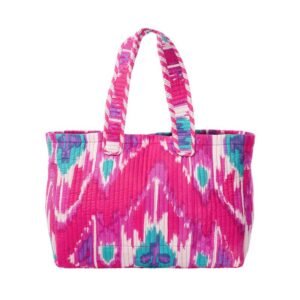 SENORA Pink Wide Quilted Cotton Tote Handbag