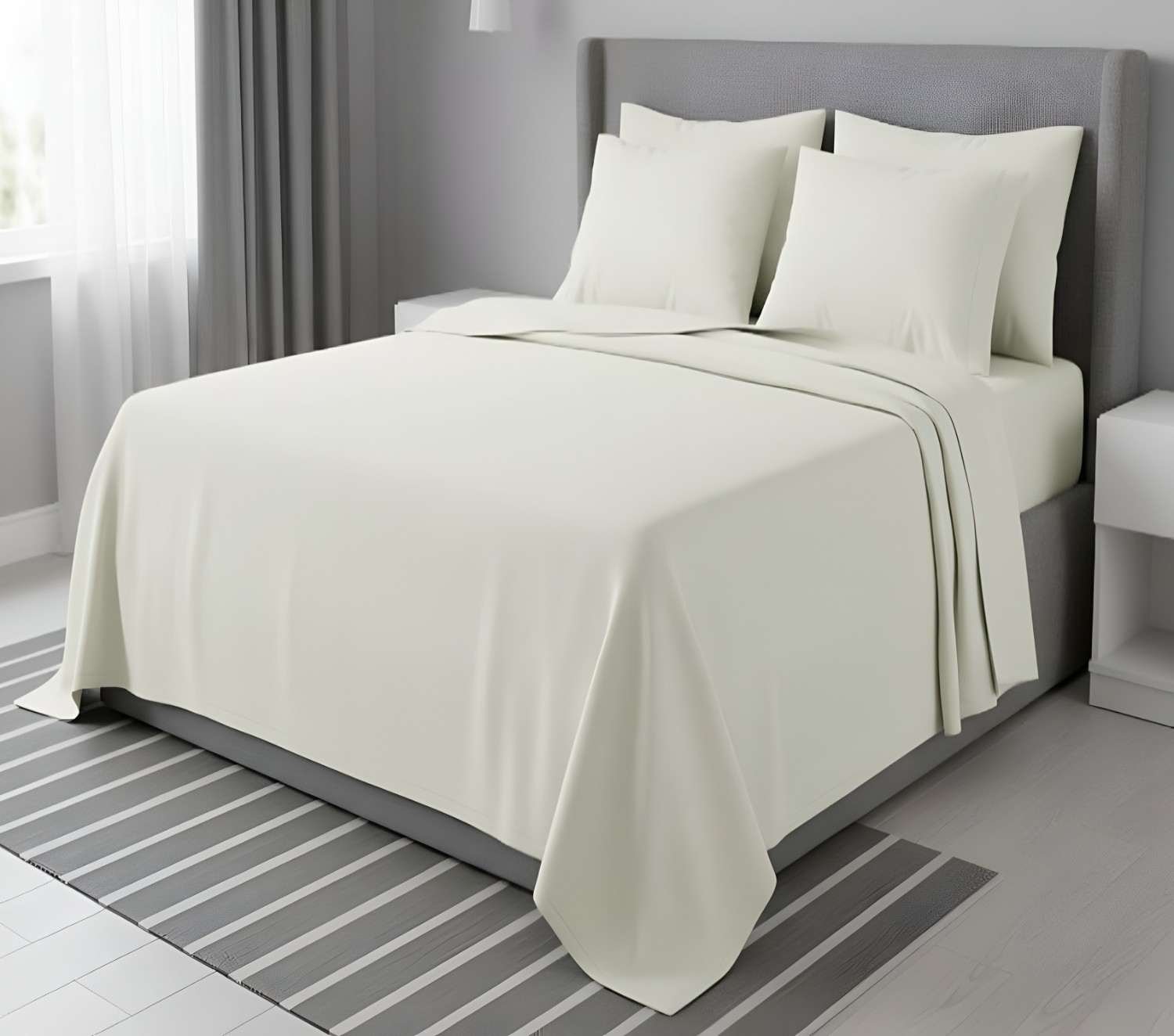 Cream King Bedsheet Set Made with Cotton