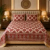 Maroon Ethnic Block Print King Size Cotton Bedsheet
