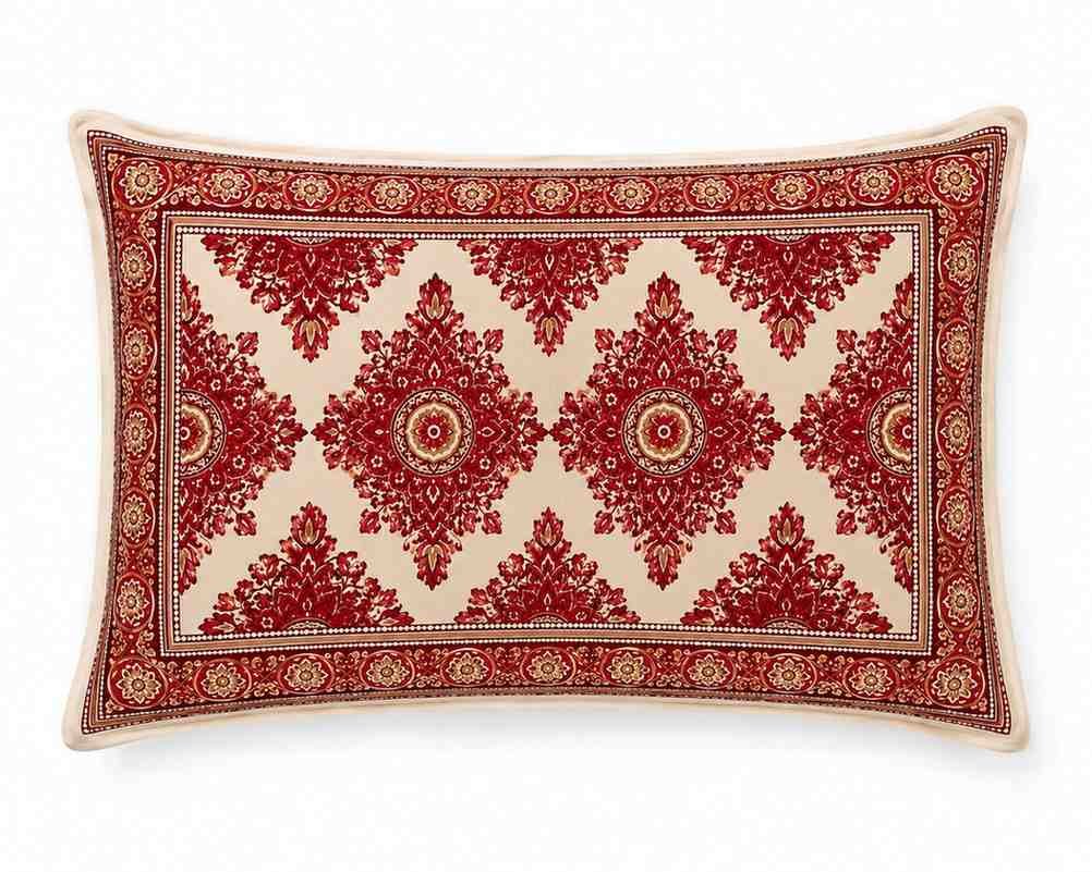 Maroon Ethnic Print Cotton Pillow Cover