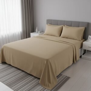 Organic Cotton King Bedsheet Set Beige