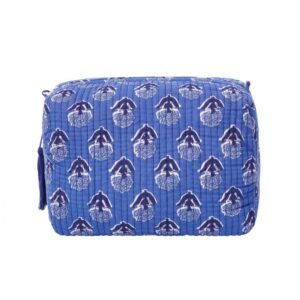 SENORA Blue Quilted Cotton Cosmetics & Toiletry Bags | Travel Makeup Organizer Pouch