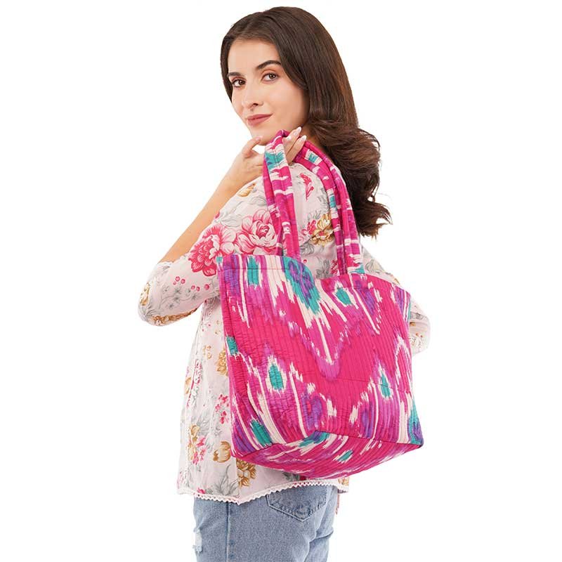 SENORA Pink Quilted Tote Handbag