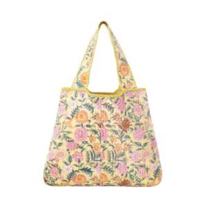 SENORA Yellow Quilted Cotton Tote Handbag