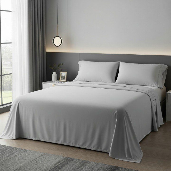 Silver Grey King Bedsheet Set Made with Organic Cotton