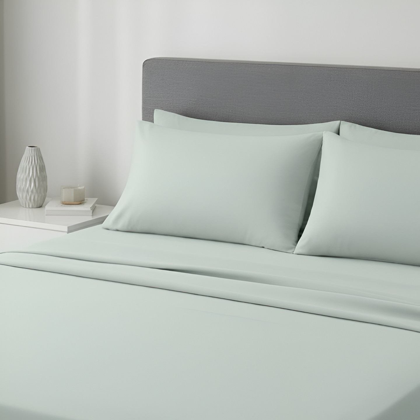 Soft Sage Green Organic Cotton Bedsheet for King Size Bed