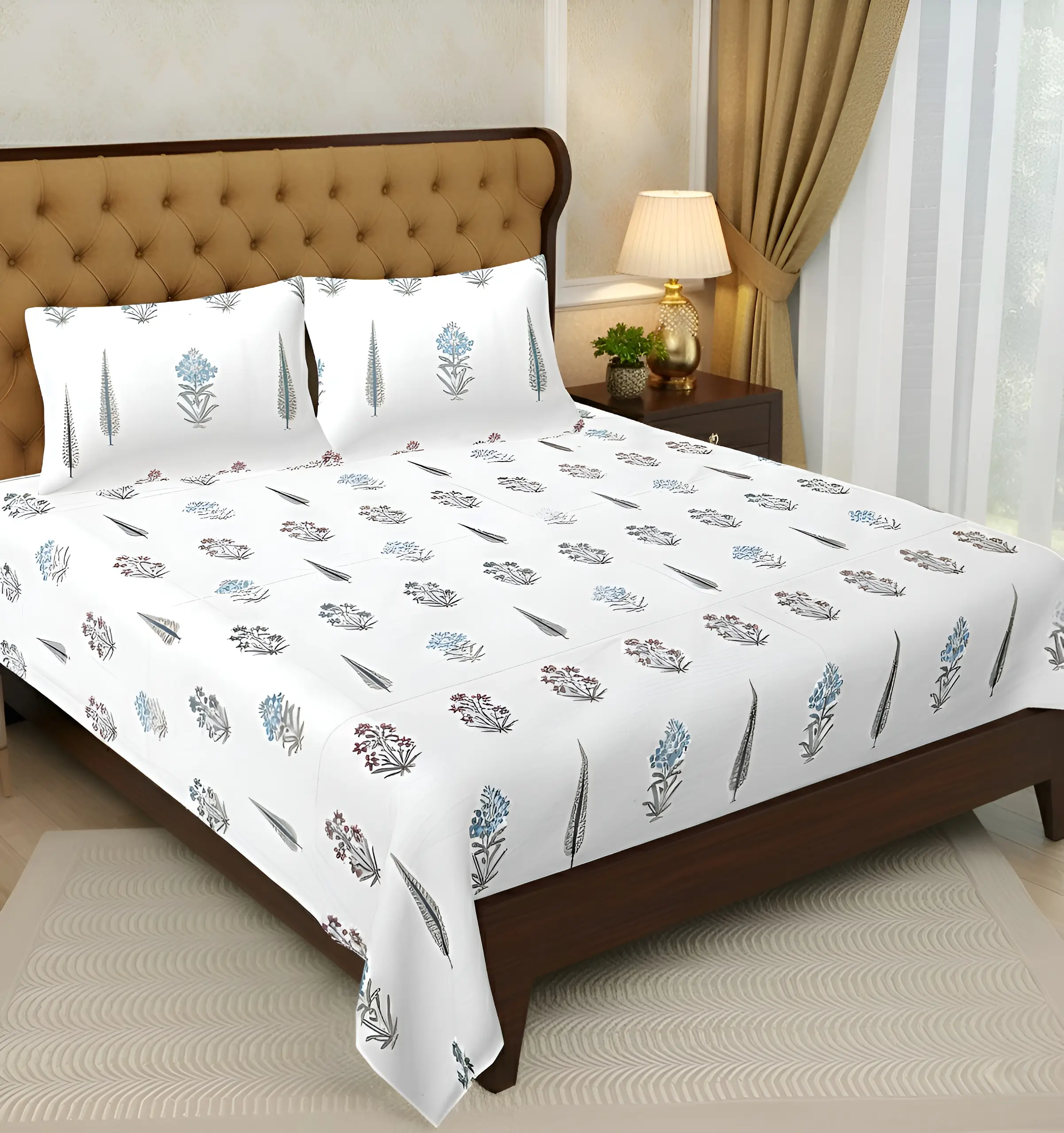 floral-Blue-Pink-bedroom