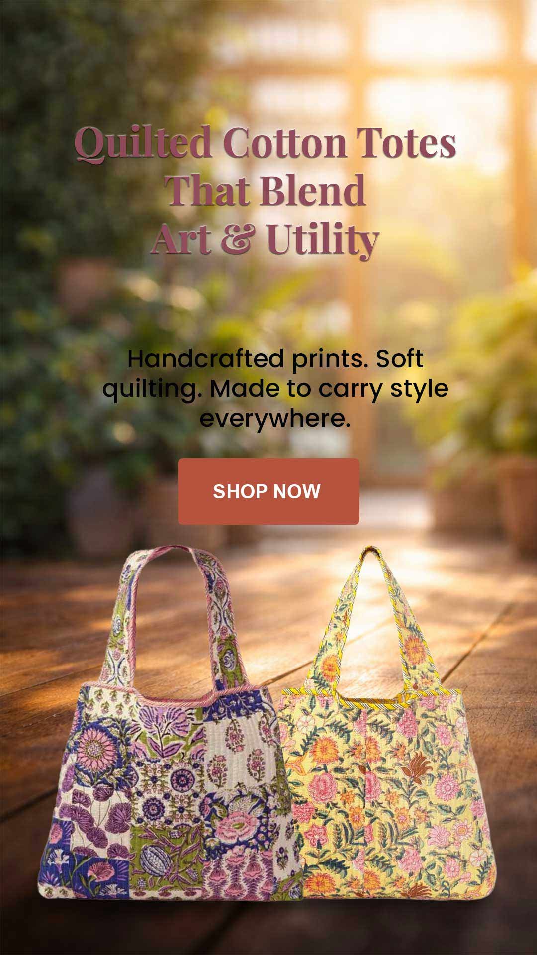 quilted cotton tote bags