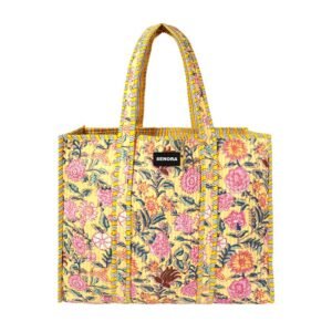Senora-jaipuri-block-print-yellow-tote-bag