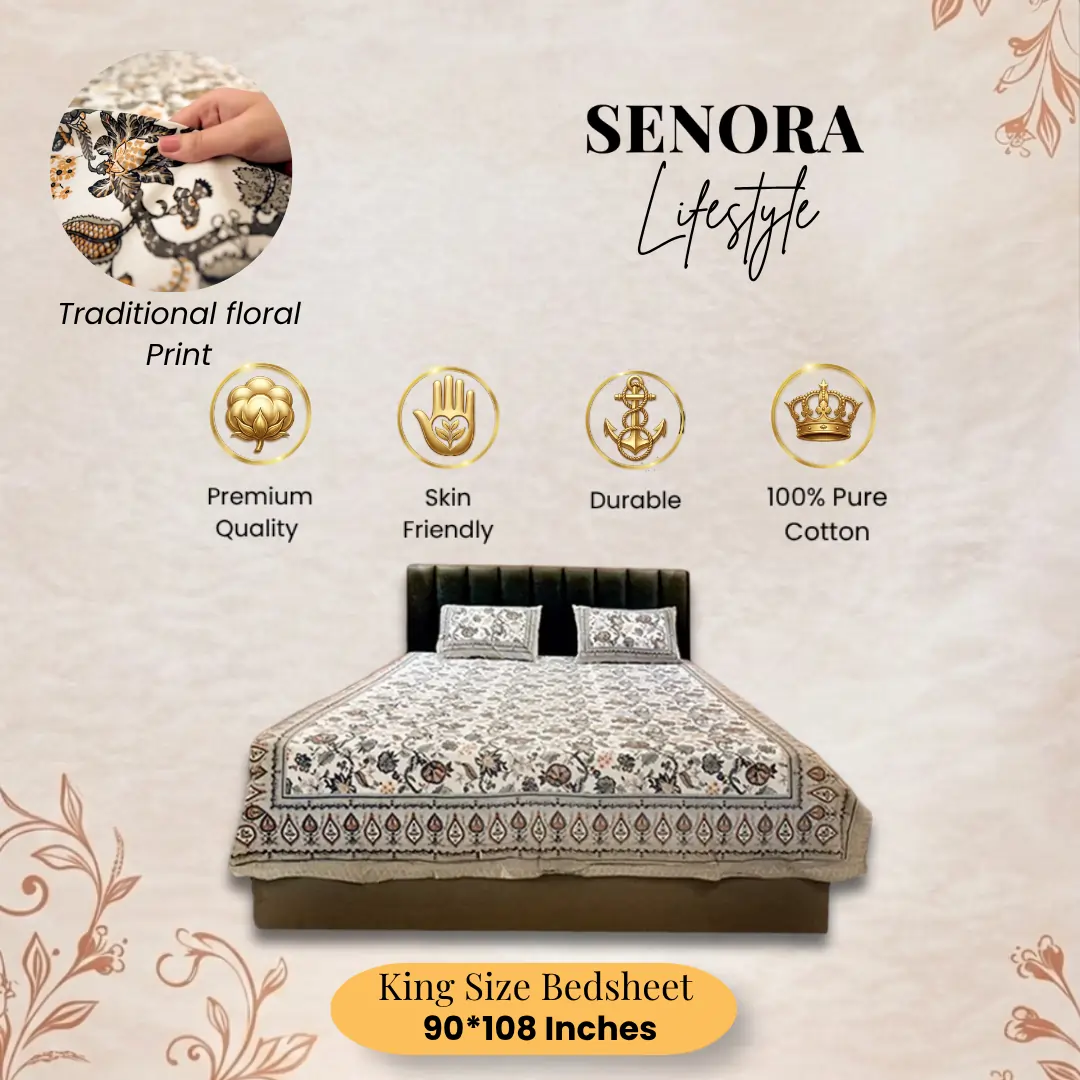 senora-cream-base-earthy-floral-cotton-bedsheet