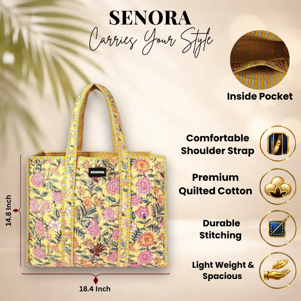Senora-jaipuri-block-print-yellow-tote-bag