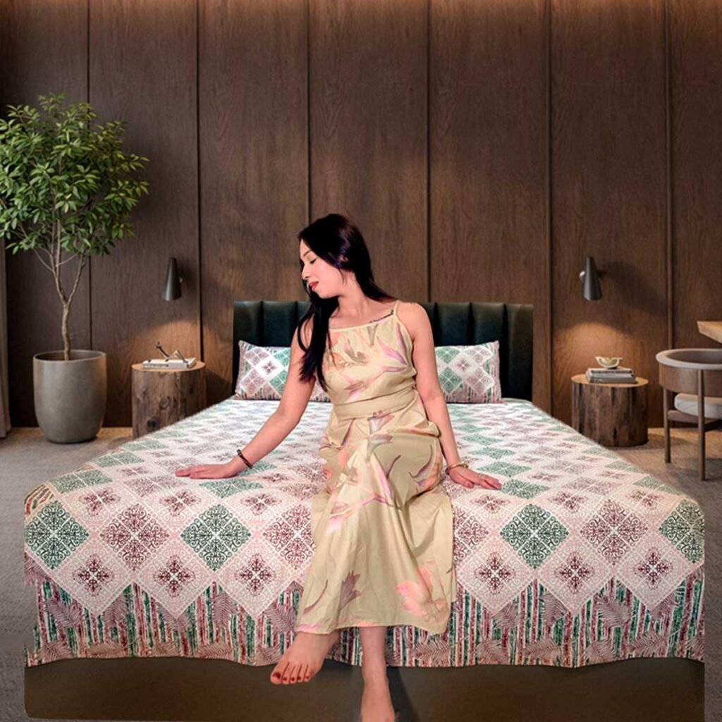 senora-sage-green-floral-king-size-cotton-bedsheet