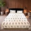 SENORA 180 TC Cotton King Size Bedsheet Cream Blue Floral Print with 2 Pillow Covers