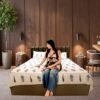 SENORA Lifestyle 180 TC Cotton King Size Bedsheet Cream Blue Floral Print with 2 Pillow Covers