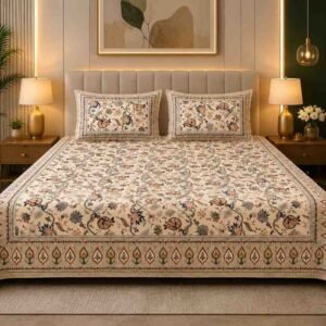Earthy Floral King Size Cotton Bedsheet | 180 TC Bedsheet India | SENORA