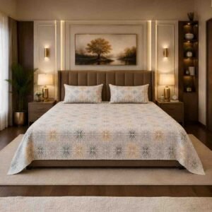 SENORA Lifestyle Cotton King Size Ornamental Print Bedsheet with 2 Pillow Covers | 180 TC Designer Printed Bedsheet