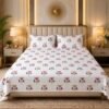 SENORA Elegant Floral Print King Size Cotton Bedsheet with 2 Pillow Covers