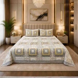 SENORA Lifestyle Cotton King Size Ornamental Print Bedsheet with 2 Pillow Covers | Designer Printed King Size Bedsheet