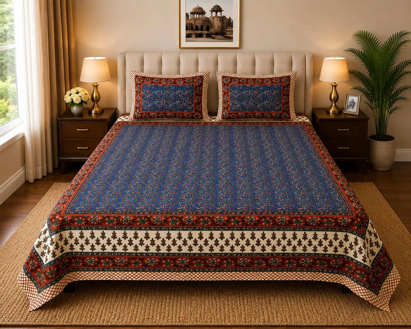 Soft Jaipuri bedsheet set for modern bedroom décor