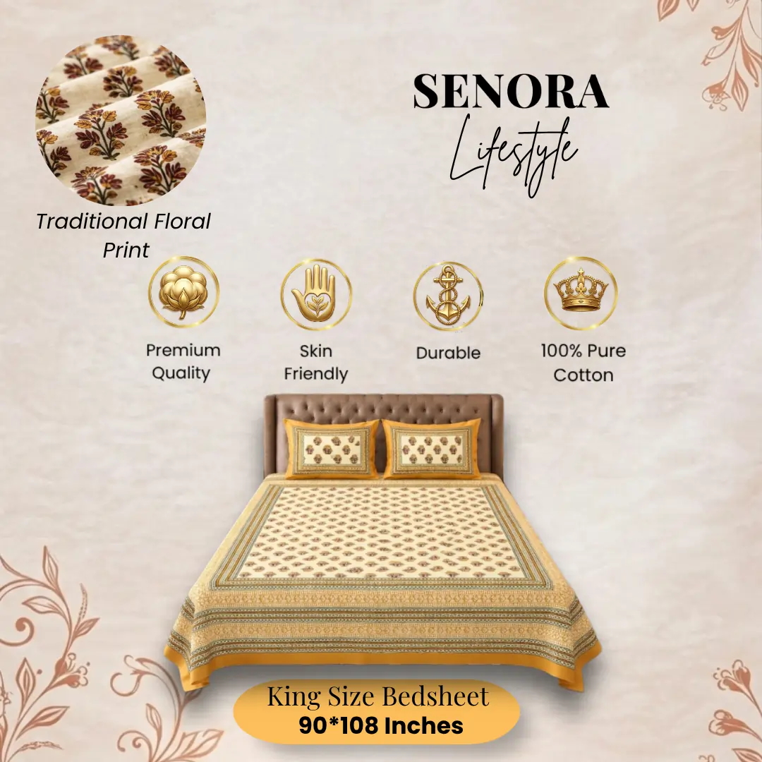 SENORA Lifestyle luxury Jaipuri cotton bedsheet