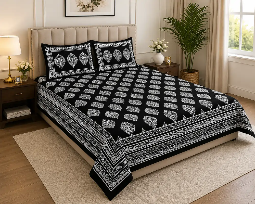 Cotton Floral Printed Bedsheet with Pillow Covers by SENORA Lifestyle Cotton Floral Printed Bedsheet with Pillow Covers by SENORA Lifestyle