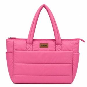 SENORA Quilted Nylon Tote Bag for Women – Lightweight Zipper Handbag