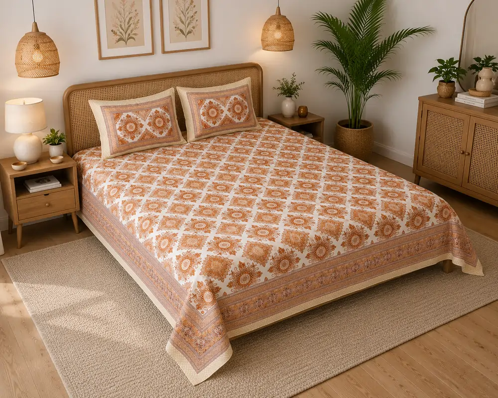 Premium Cotton Bedsheet with Pillow Covers | SENORA Lifestyle Premium Cotton Bedsheet with Pillow Covers | SENORA Lifestyle