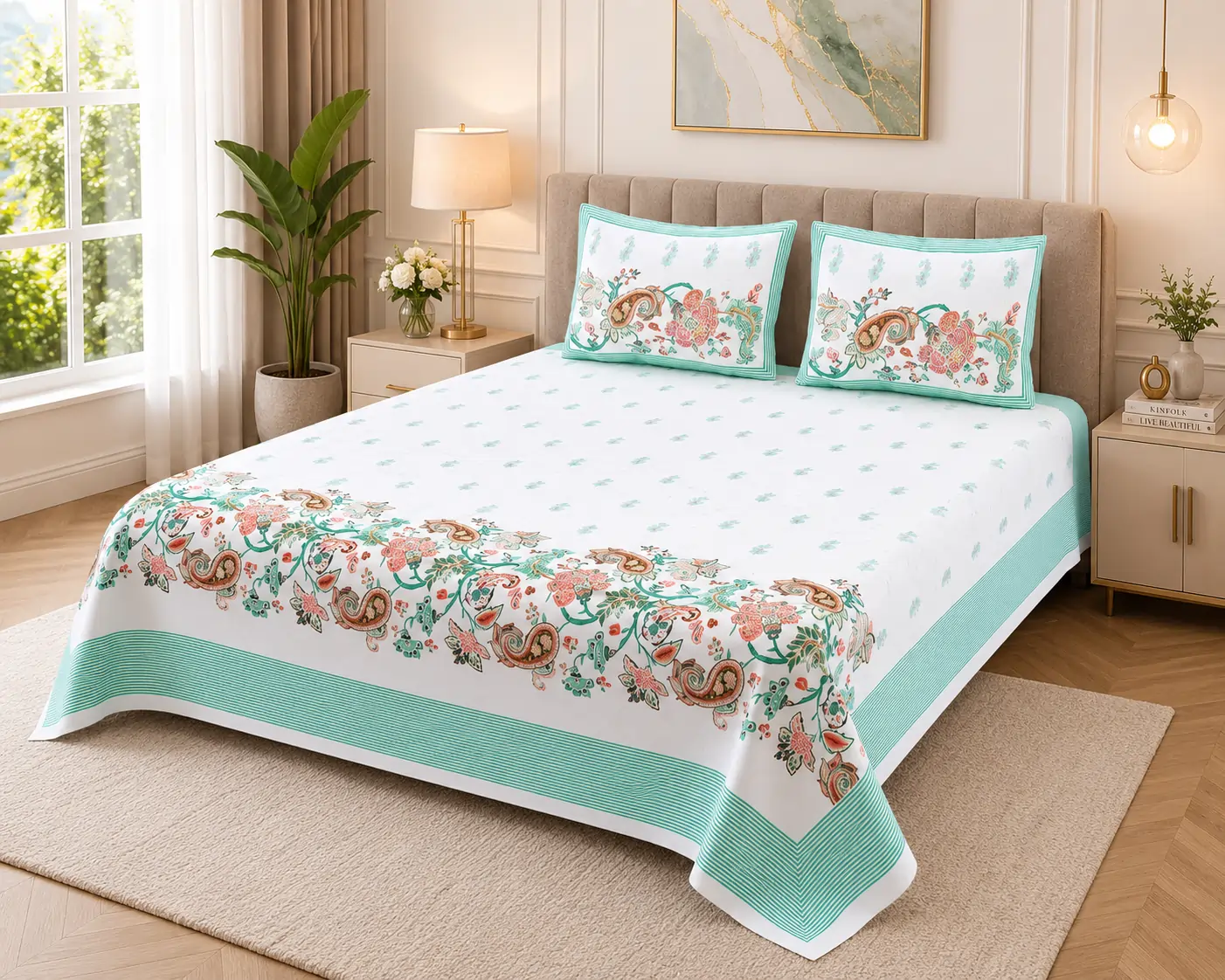 Skin Friendly Floral Printed King Size Bedsheet Skin Friendly Floral Printed King Size Bedsheet