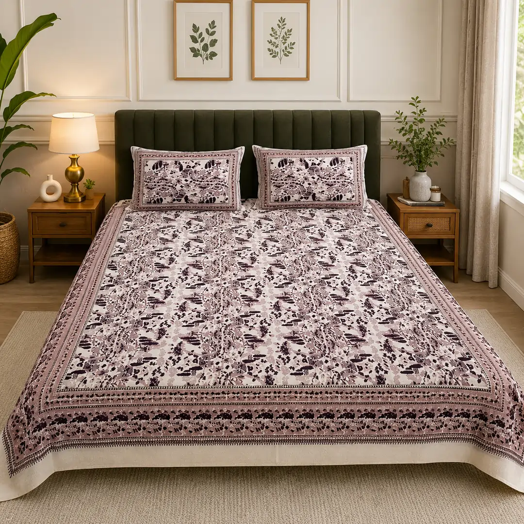 SENORA Lifestyle brown floral king bedsheet