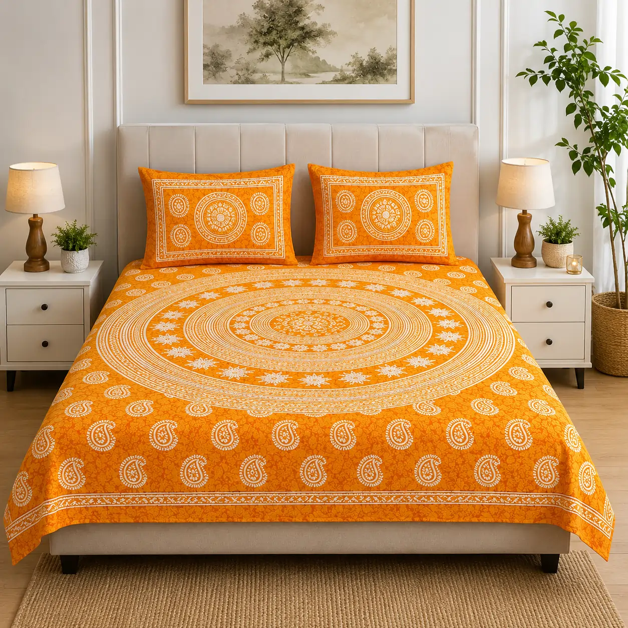 SENORA Lifestyle Premium Cotton King Size Bedsheet Beige