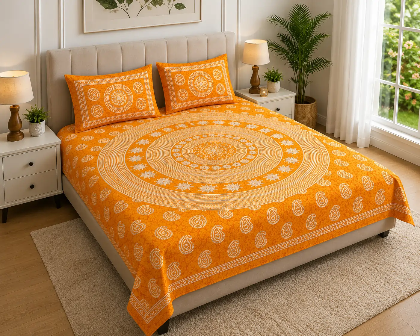 SENORA Lifestyle Premium Cotton King Size Bedsheet Beige