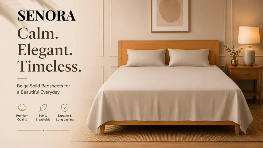 Create a Calm & Elegant Bedroom with Beige Solid Bedsheet