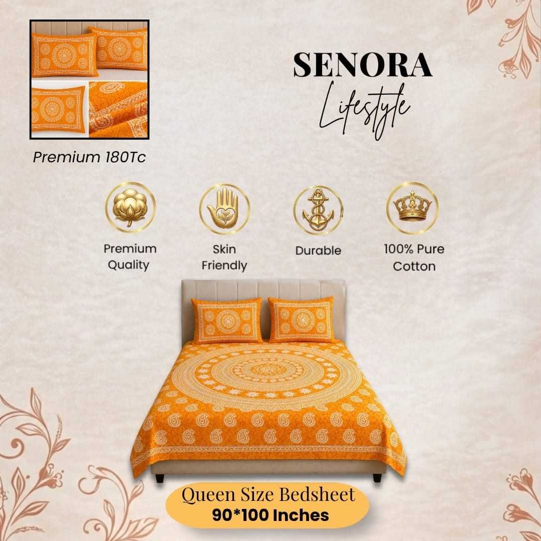 Premium Printed Cotton Bedsheet Set by SENORA Lifestyle