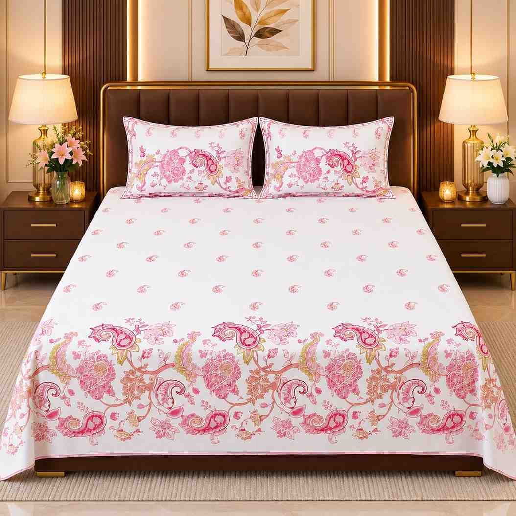 SENORA Floral Cotton King Size Bedsheet