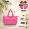 SENORA Quilted Nylon Tote Bag for Women – Lightweight Zipper Handbag