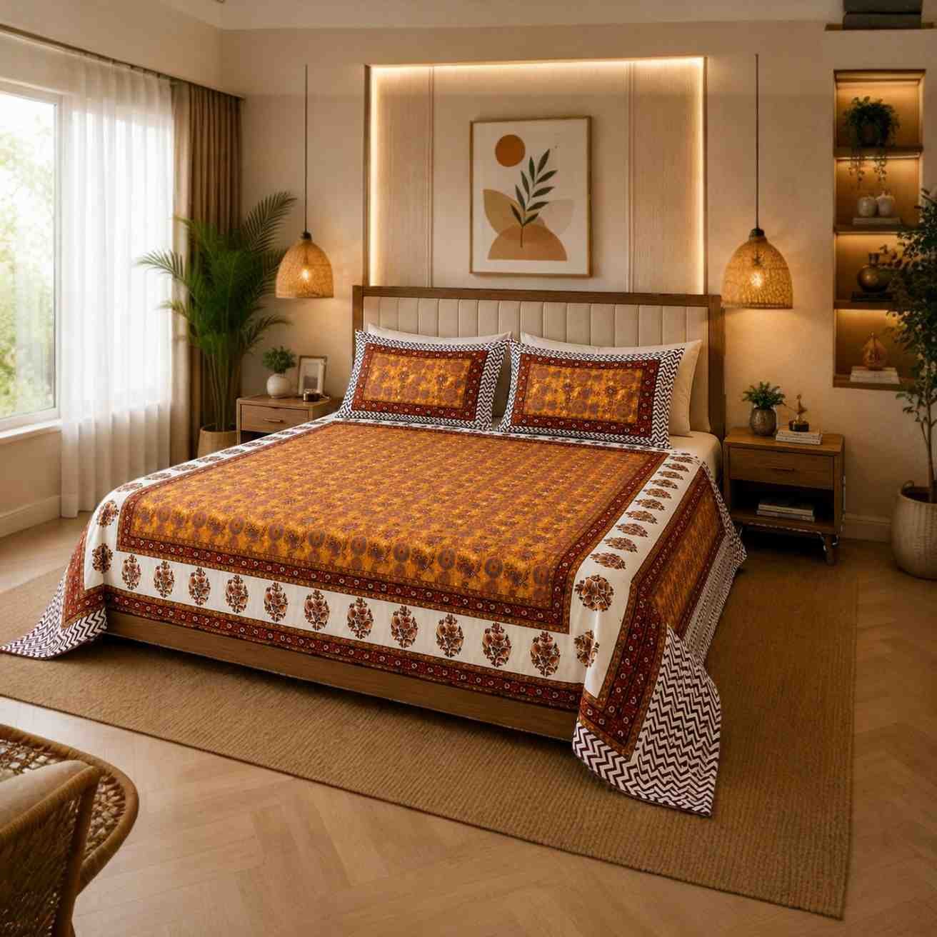 108 × 108 Inch Premium Cotton Super King Bedsheet by SENORA Lifestyle