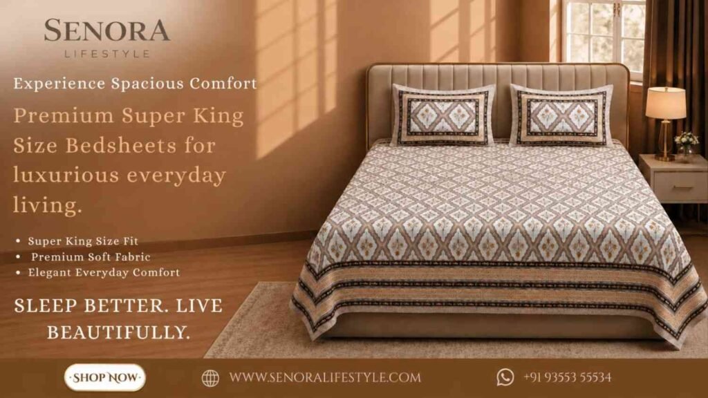 Experience Spacious Comfort with SENORA Lifestyle’s Super King Size Bedsheets