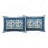 Luxury Warm Ivory Cotton Bedsheet with Royal Persian Blue Persian-Inspired Floral Print