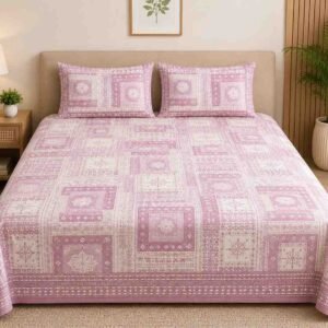 Maroon Beige Ethnic Floral King Size Cotton Bedsheet | 180 TC Bedsheet India | SENORA
