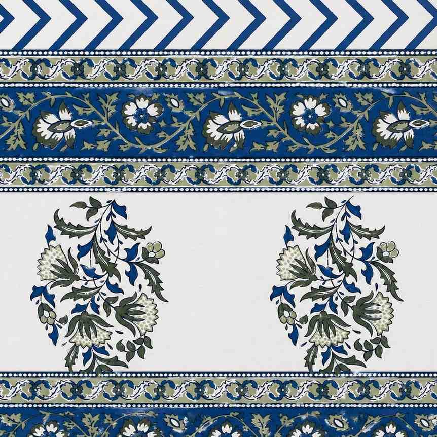 Premium Cotton Warm Ivory & Royal Persian Blue Bedsheet Set with Matching Pillow Covers
