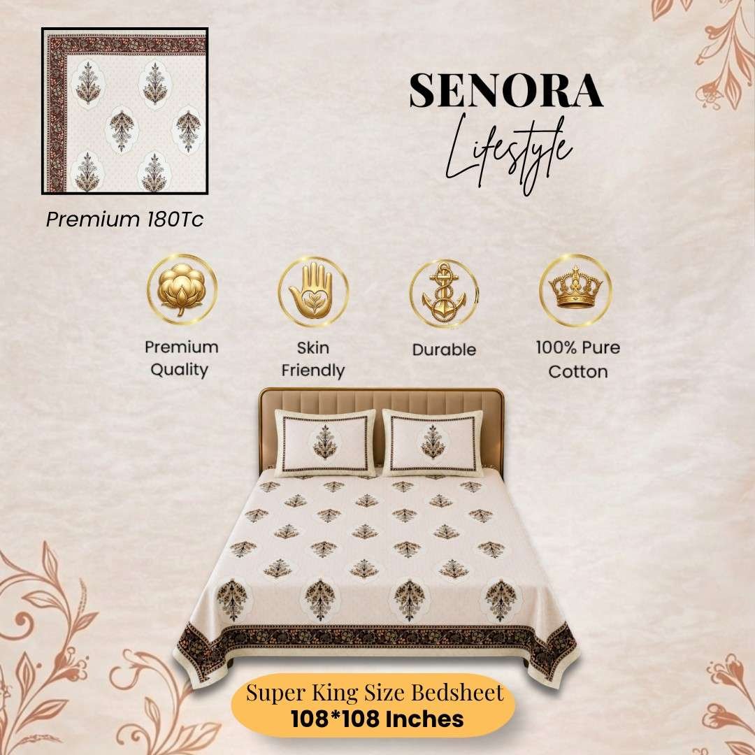 SENORA Lifestyle Super King Bedsheet with Pillow Covers