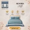 Soft Cotton Super King Bedsheet in Warm Ivory & Royal Persian Blue by SENORA Lifestyle